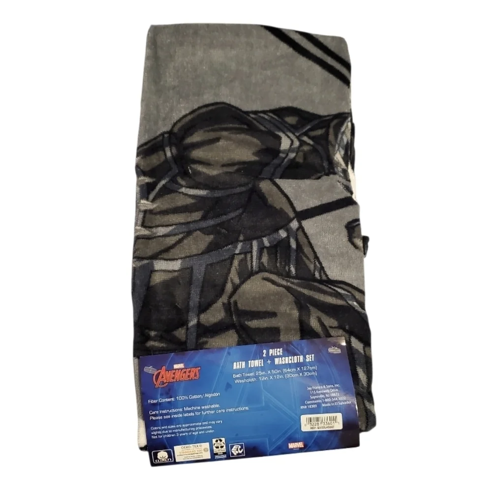 New Marvel Avengers Black Panther Kids Bath Towel & Washcloth Set 2 PC